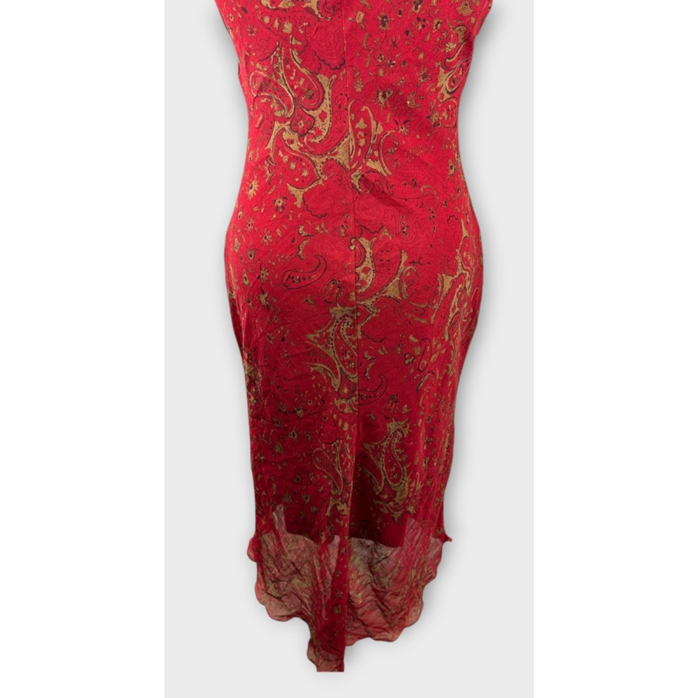 Vintage 90's Y2k B. Darlin Red Floral Paisley Sleeveless Midi Dress Read Size - Picture 10 of 16